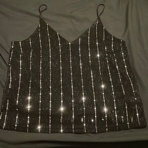 Black sparkle shirt, size small, loose fitting club wear